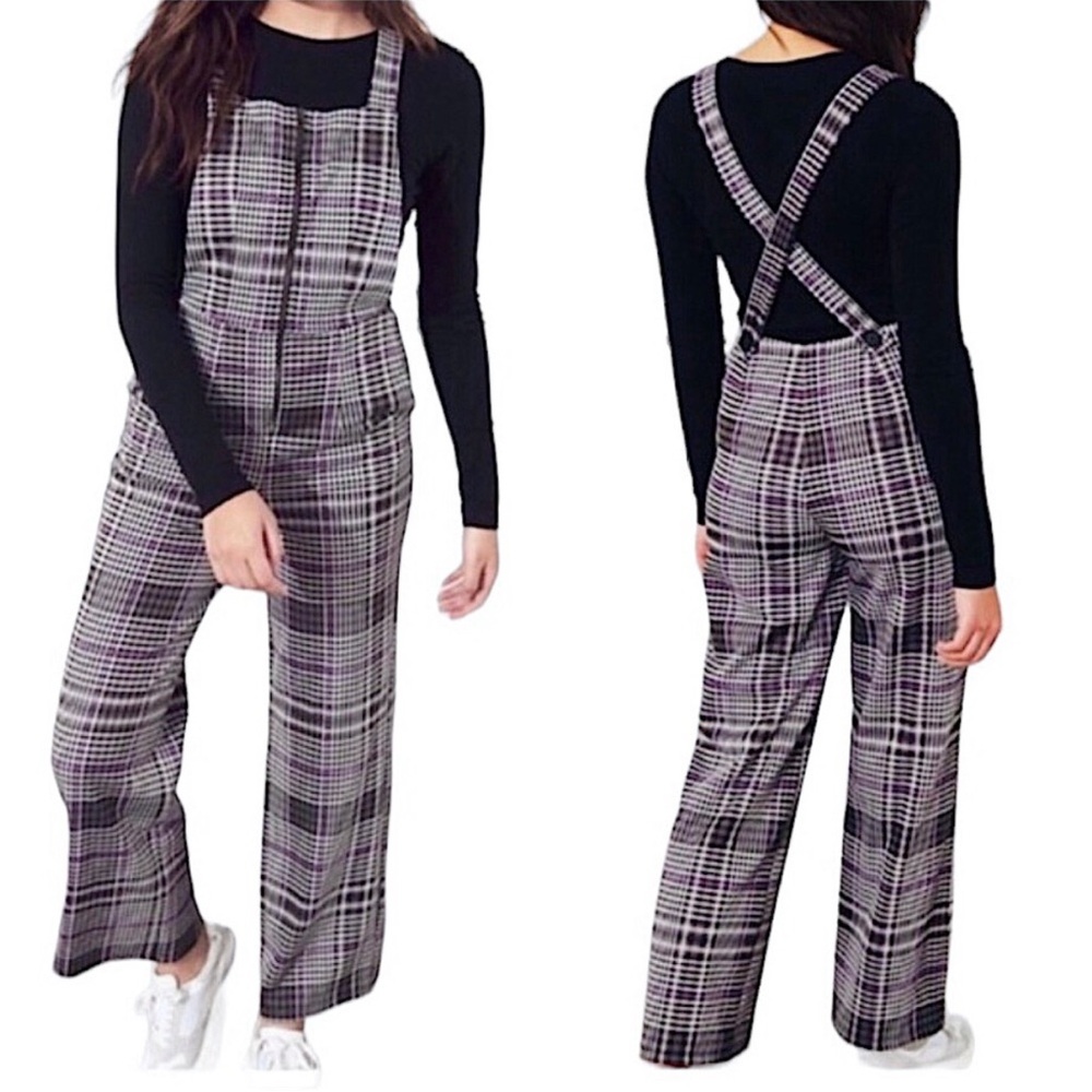 Hollister Houndstooth wide leg overall pants XS
